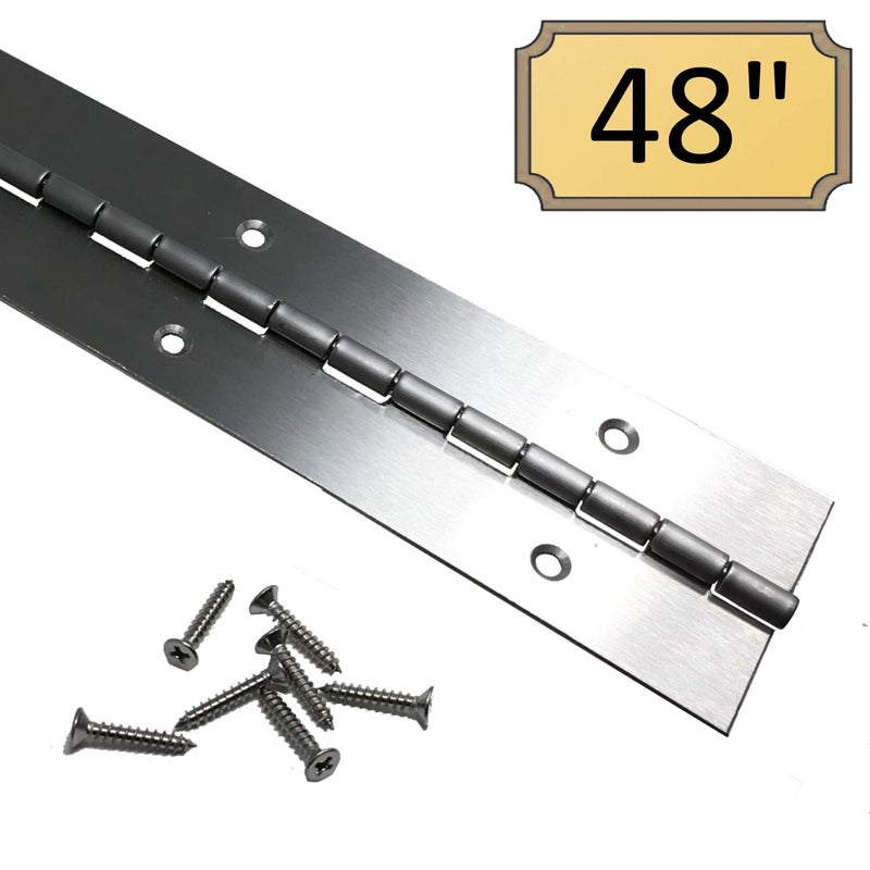 Desunia Heavy Duty 2" x 48" 201 Stainless Steel Piano Hinge - .060" Thick - Â¾" S.S. Screws Included - 1 Pack - Image 2